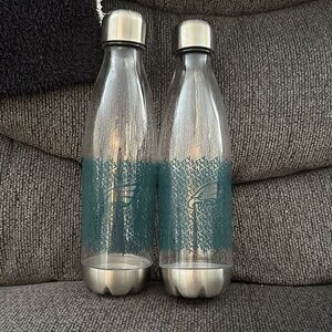 Stainless Steel and Teal Water Bottles